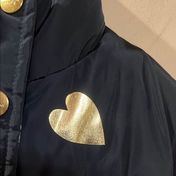 Kids Imoga Navy and Gold Heart Puffer Vest - Picture 2 of 6